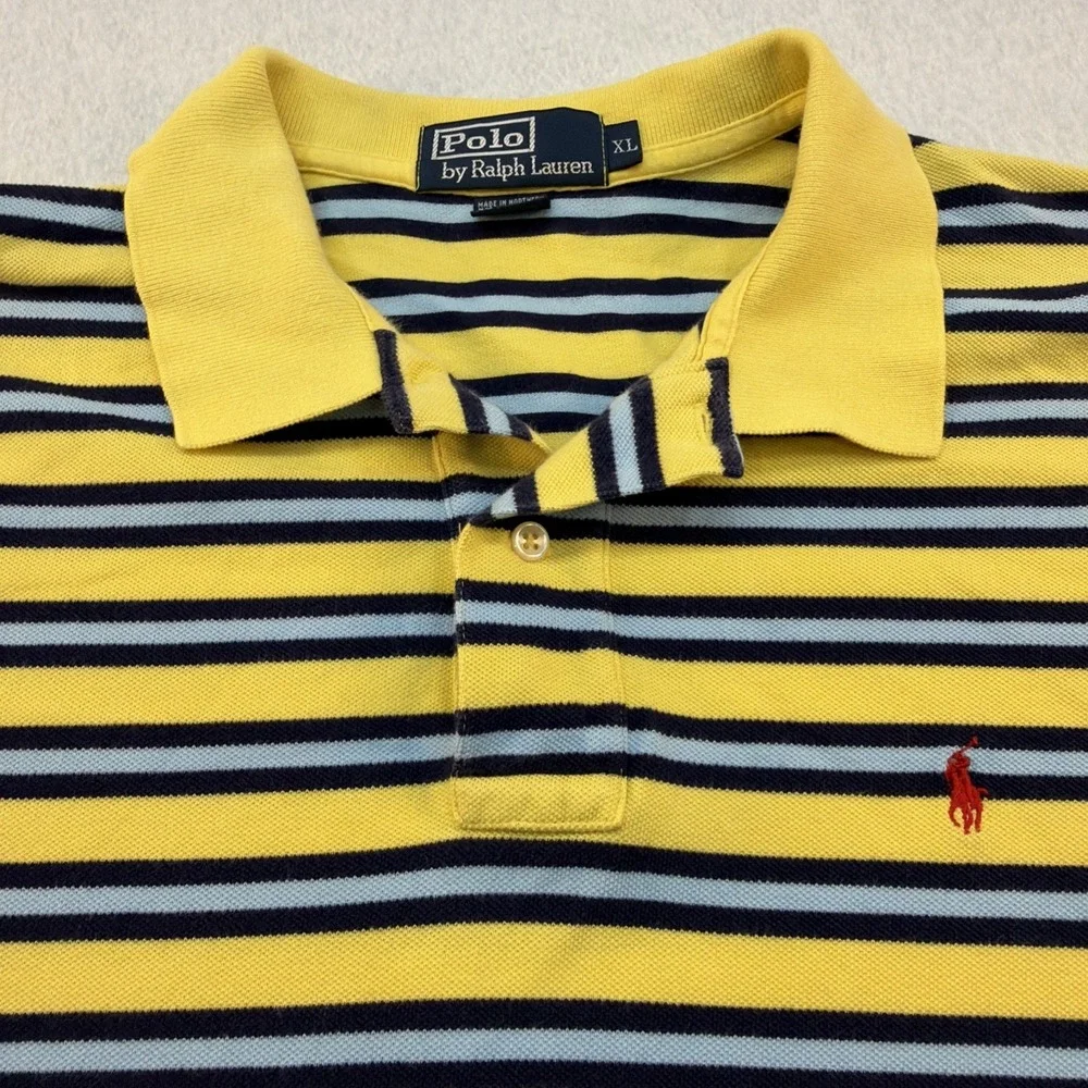 Ralph Lauren Polo‎ Shirt Mens X Large Yellow Short Sleeve Custom Fit Pony Preppy